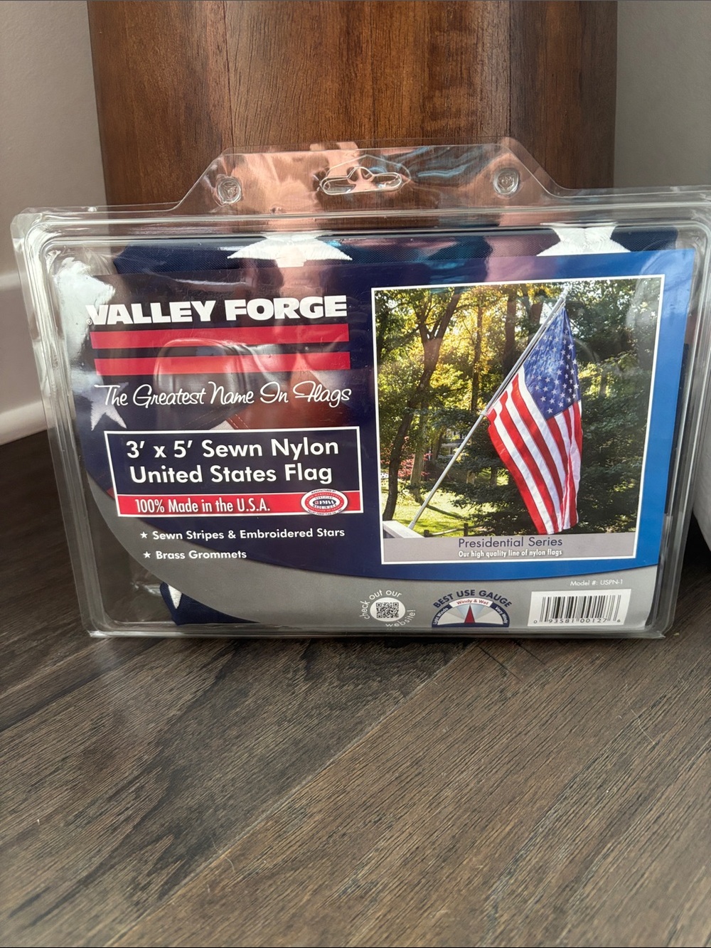 Valley Forge US American Flag,sewn nylon,embroidered stars,brass grommets 3x5 ft